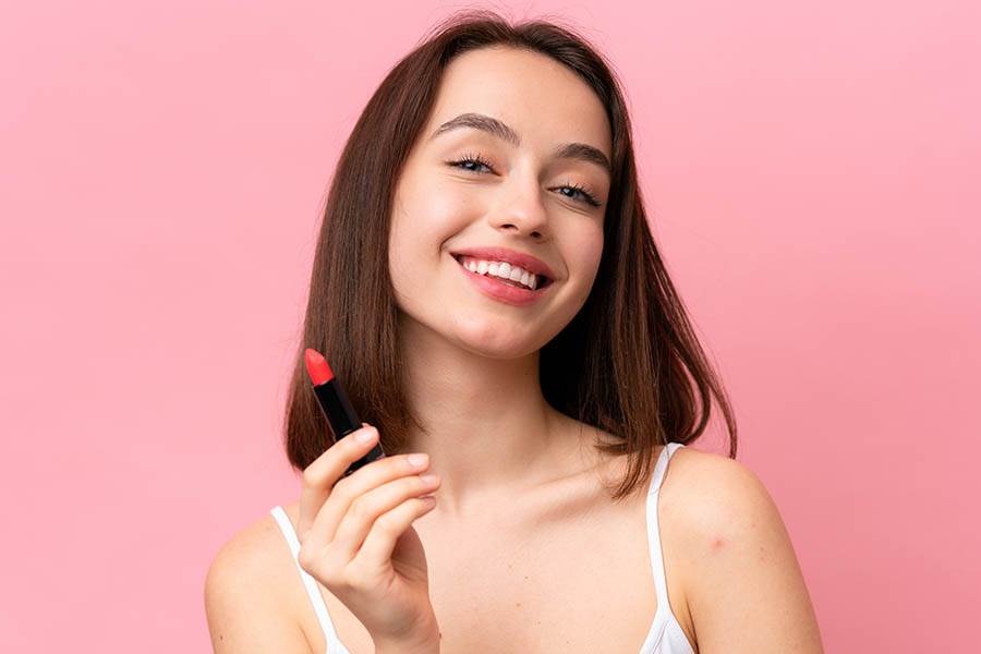 Woman with lipstick