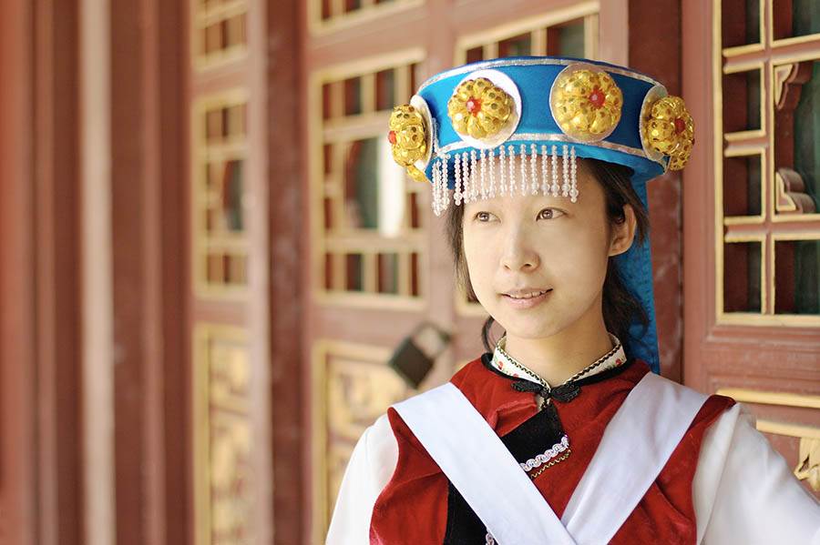 Woman in traditional Asian clothing