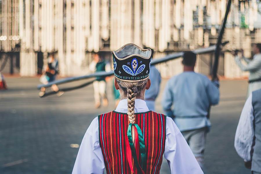 Woman in traditional central European clothing