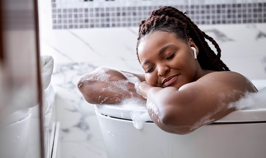 Woman enjoying a bath